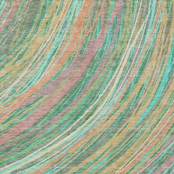 8' X 10' Teal Blue Pink And Peach Abstract Washable Indoor Outdoor Area Rug