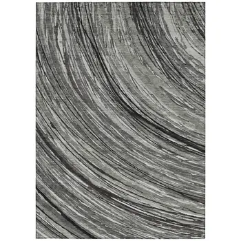3' X 5' Taupe Charcoal And Ivory Abstract Washable Indoor Outdoor Area Rug