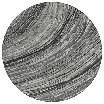 8' Taupe Charcoal And Ivory Round Abstract Washable Indoor Outdoor Area Rug
