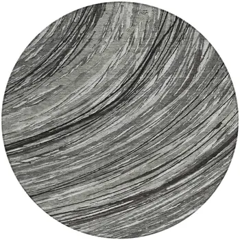 8' Taupe Charcoal And Ivory Round Abstract Washable Indoor Outdoor Area Rug