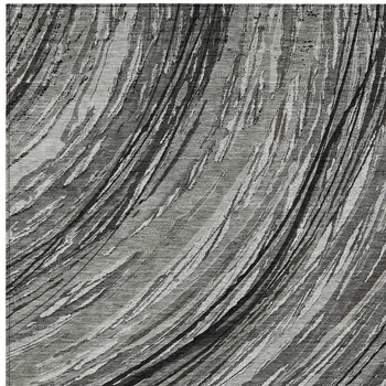 8' X 10' Taupe Charcoal And Ivory Abstract Washable Indoor Outdoor Area Rug