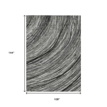 9' X 12' Taupe Charcoal And Ivory Abstract Washable Indoor Outdoor Area Rug