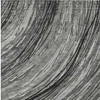 9' X 12' Taupe Charcoal And Ivory Abstract Washable Indoor Outdoor Area Rug