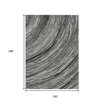 10' X 14' Taupe Charcoal And Ivory Abstract Washable Indoor Outdoor Area Rug