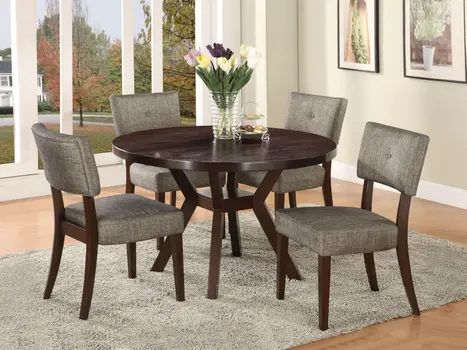 48" Espresso Wood Cross Leg Base Round Top Dining Table