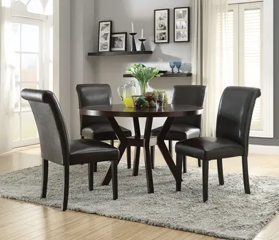 48" Espresso Wood Cross Leg Base Round Top Dining Table