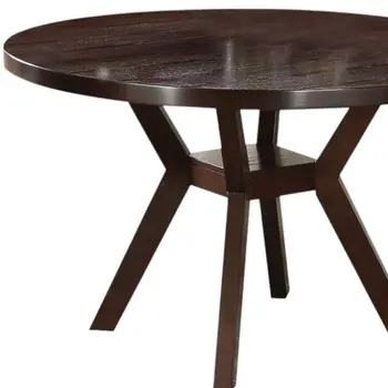 48" Espresso Wood Cross Leg Base Round Top Dining Table