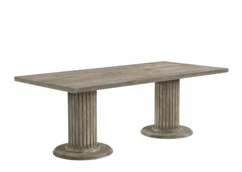 84" Gray Wood Double Pedestal Base Dining Table