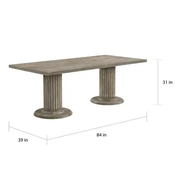 84" Gray Wood Double Pedestal Base Dining Table