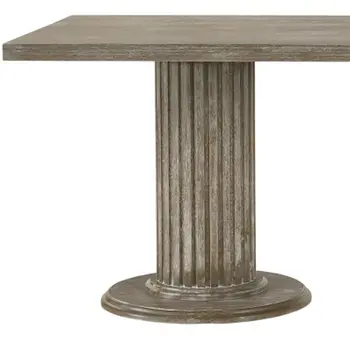 84" Gray Wood Double Pedestal Base Dining Table