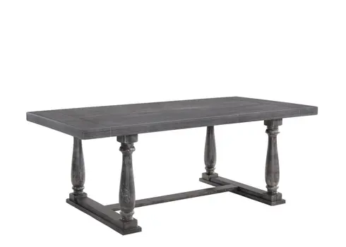 84" Gray Wood Trestle Base Dining Table