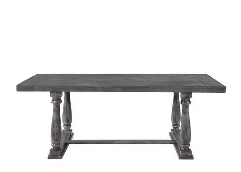 84" Gray Wood Trestle Base Dining Table