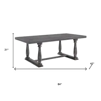 84" Gray Wood Trestle Base Dining Table