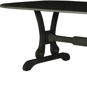 86" Charcoal Wood Trestle Base Oval Dining Table