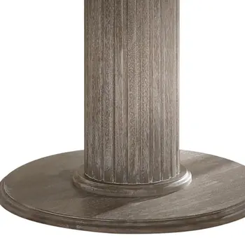 47" Gray Wood Pedestal Base Round Top Dining Table