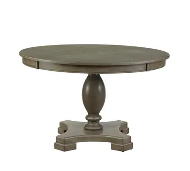 48" Gray Wood Pedestal Base Round Top Dining Table
