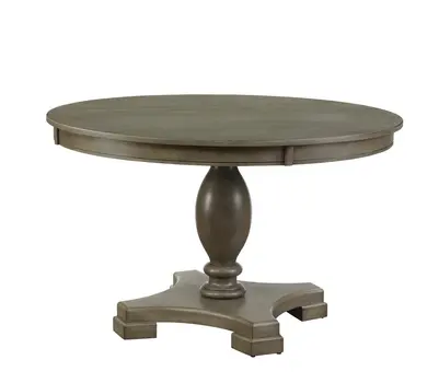 48" Gray Wood Pedestal Base Round Top Dining Table