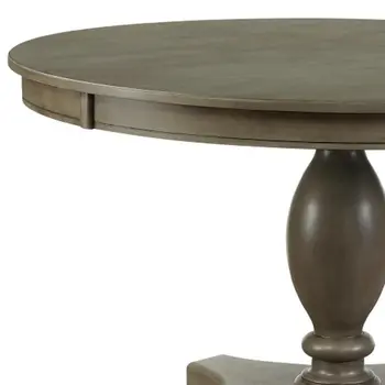 48" Gray Wood Pedestal Base Round Top Dining Table