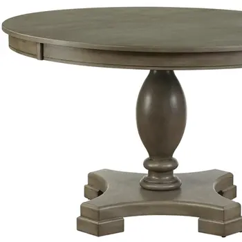48" Gray Wood Pedestal Base Round Top Dining Table