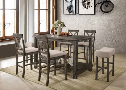 60" Gray Wood Dining Table