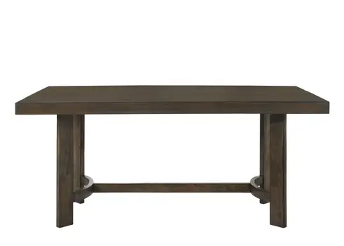 70" Oak Wood Trestle Base Dining Table