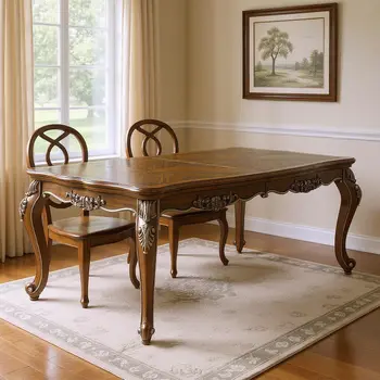 80" Oak Wood Removable Leaf Extendable Dining Table