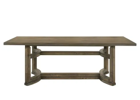 88" Oak Wood Trestle Base Dining Table