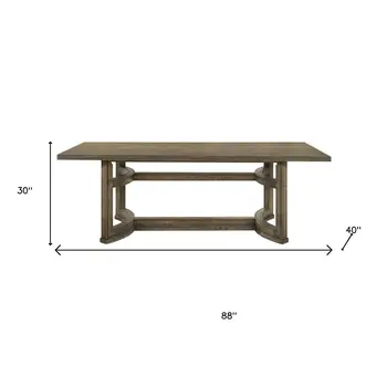 88" Oak Wood Trestle Base Dining Table