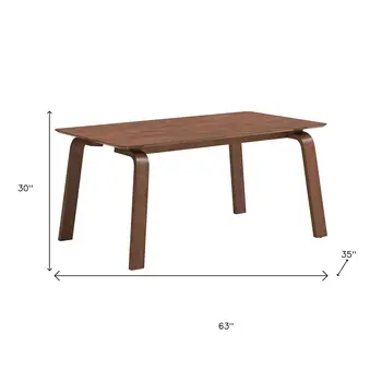 63" Walnut Wood Dining Table