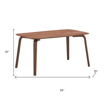 59" Walnut Wood Dining Table