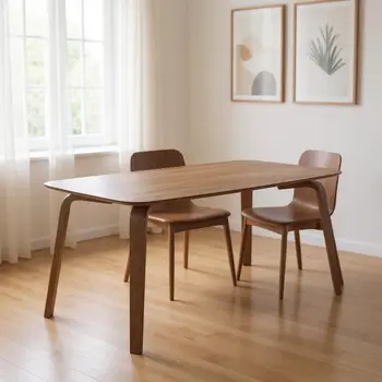 59" Walnut Wood Dining Table