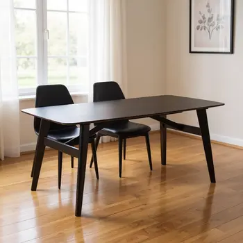 71" Black Wood Dining Table