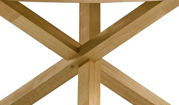 54" Oak Wood Cross Leg Base Round Top Dining Table