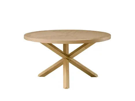 54" Oak Wood Cross Leg Base Round Top Dining Table