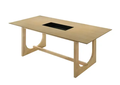 71" Natural Wood Trestle Base Dining Table
