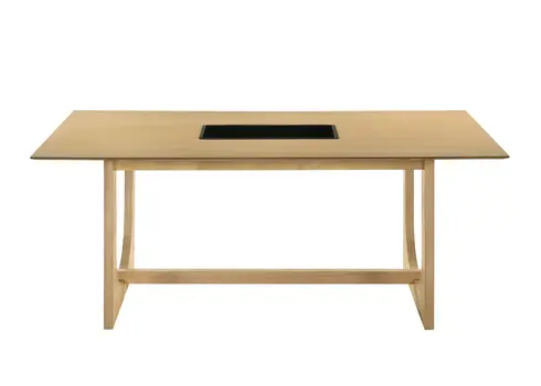 71" Natural Wood Trestle Base Dining Table