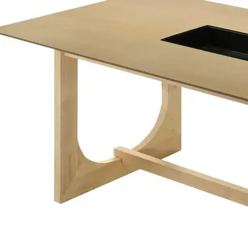 71" Natural Wood Trestle Base Dining Table