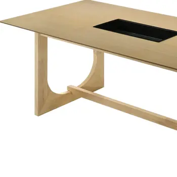 71" Natural Wood Trestle Base Dining Table