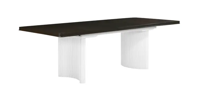 78" Walnut and White Wood Removable Leaf Double Pedestal Base Extendable Dining Table