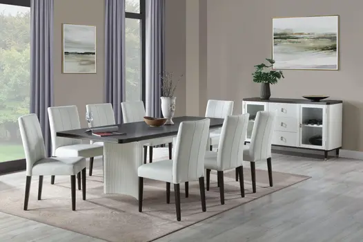 78" Walnut and White Wood Removable Leaf Double Pedestal Base Extendable Dining Table