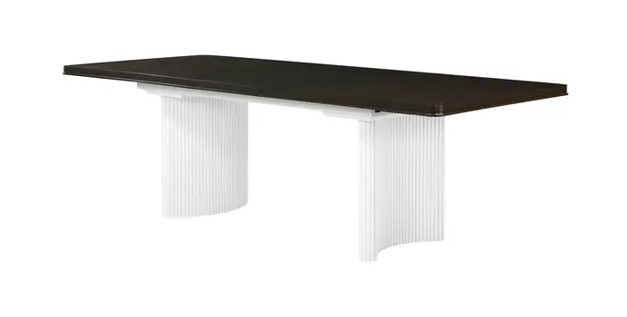 78" Walnut and White Wood Removable Leaf Double Pedestal Base Extendable Dining Table