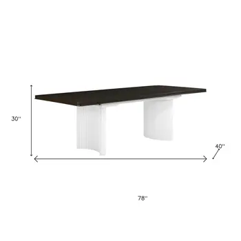 78" Walnut and White Wood Removable Leaf Double Pedestal Base Extendable Dining Table