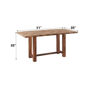 71" Brown Wood Trestle Base Dining Table
