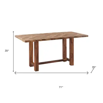 71" Brown Wood Trestle Base Dining Table