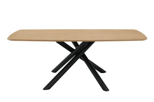 79" Natural and Black Wood and Metal Cross Leg Base Dining Table