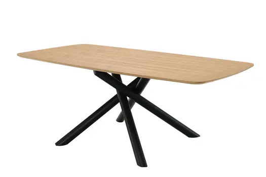 79" Natural and Black Wood and Metal Cross Leg Base Dining Table