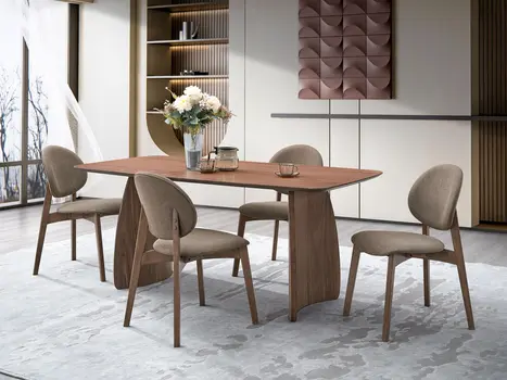 71" Walnut Wood Double Pedestal Base Dining Table