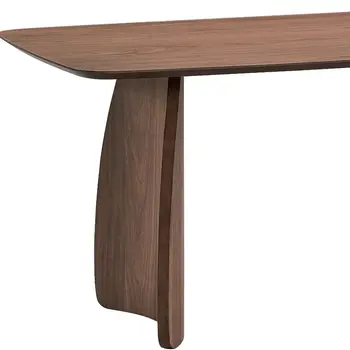 71" Walnut Wood Double Pedestal Base Dining Table