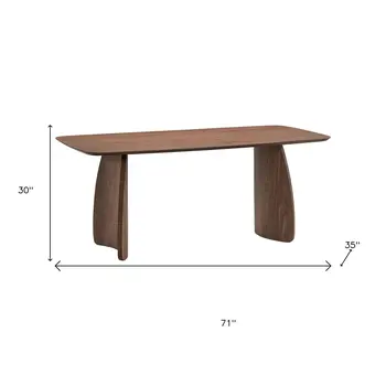 71" Walnut Wood Double Pedestal Base Dining Table