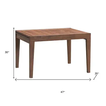 47" Walnut Wood Self-Storing Leaf Extendable Dining Table